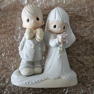 Precious Moments porcelain bisque bride and groom figurine